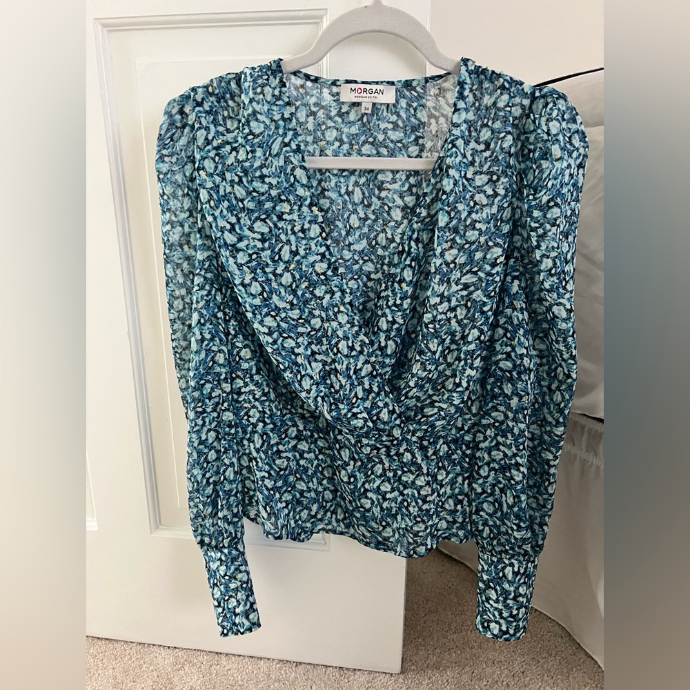 Morgan de Toi Blue Patterned Blouse
